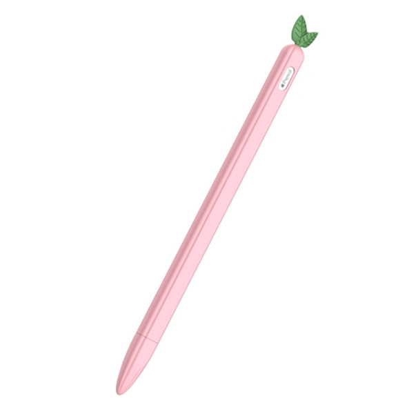 For Apple Pencil 2 Contrasting Color Mint Leaf Silicone Non-slip Protective Cover(Pink)