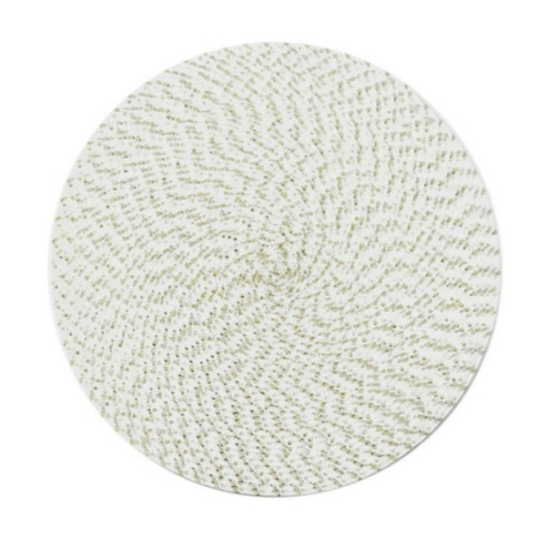 2 PCS PP Round Oval Woven Placemat, Size:Diameter 36cm(White)