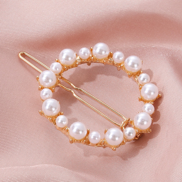 Geometric Irregular Pearl Hairpins Girls Delicate Hair Grip(Round)