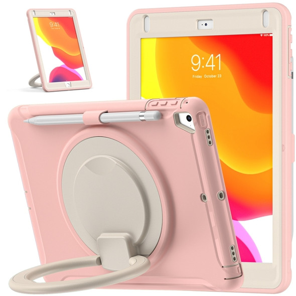 Shockproof  TPU + PC Protective Case with 360 Degree Rotation Foldable Handle Grip Holder & Pen Slot For iPad 9.7 2018 / 2017 / Air 2 / Pro 9.7(Cherry Blossoms Pink)