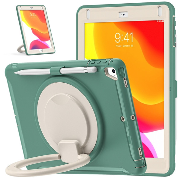 Shockproof  Silicone + PC Protective Case with 360 Degree Rotation Foldable Handle Grip Holder & Pen Slot For iPad 9.7 2018 / 2017 / Air 2 / Pro 9.7(Emmerald Green)