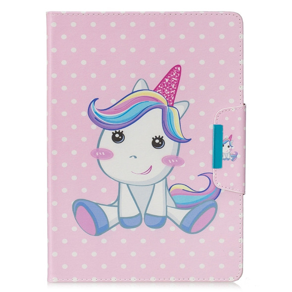 For iPad 2 / New iPad (iPad 3) / 4 Colored Drawing Pattern Horizontal Flip Leather Case with Holder & Card Slot & Wallet(Cute Unicorn)