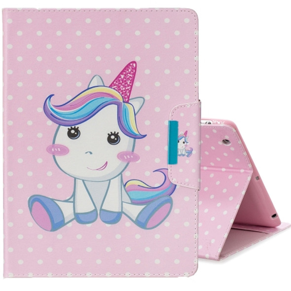 For iPad 2 / New iPad (iPad 3) / 4 Colored Drawing Pattern Horizontal Flip Leather Case with Holder & Card Slot & Wallet(Cute Unicorn)