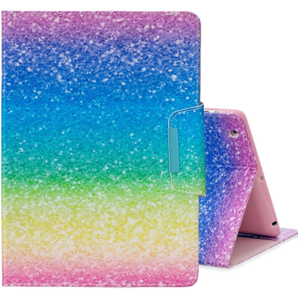 For iPad 2 / New iPad (iPad 3) / 4 Colored Drawing Pattern Horizontal Flip Leather Case with Holder & Card Slot & Wallet(Striped Rainbow Sand)