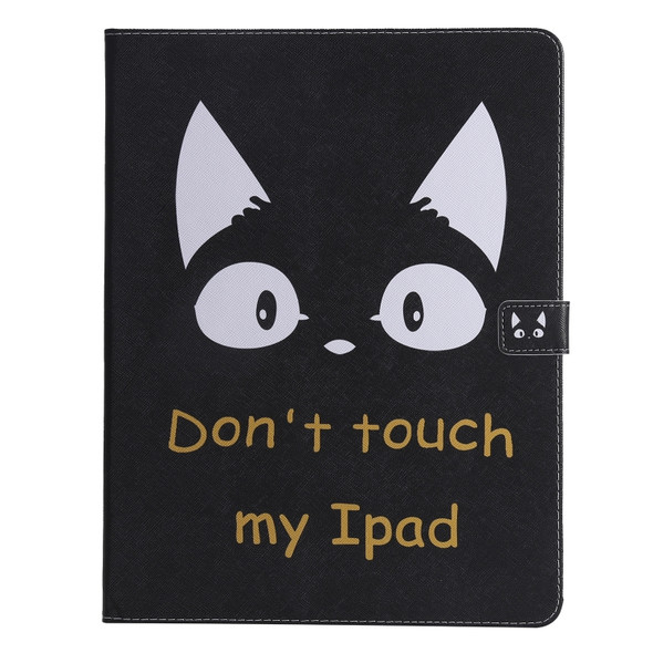 for iPad Pro 12.9 (2018) Colored Drawing Pattern Horizontal Flip PU Leather Case with Holder & Card Slots & Wallet (Cat Ears)