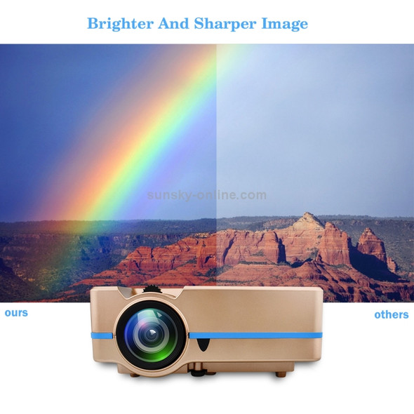 VS313 120ANSI Lumens HD1920*1080P LED+LCD Technology Smart Projector, Support AV / HDMI / TF Card / USB / VGA / TV(Gold)