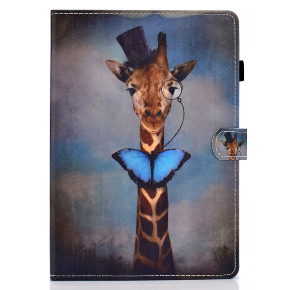 For iPad Air Horizontal TPU Painted Flat Feather Case Anti-skid strip with Sleep Function & Pen Cover & Card Slot & Holder(Deer)