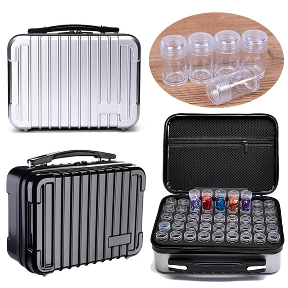 54 Slots Diamond Painting Accessories Diamond Embroidery Bead Storage Bottle Multi-function Handbag Tools Kits, Style:Without Bottle(Silver)