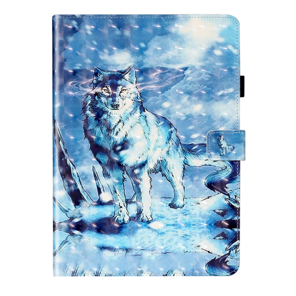 For iPad 9.7 (2018) & iPad 9.7 inch (2017) & iPad Air 2 & iPad Air 3D Pattern Horizontal Flip Leather Case with Card Slots & Holder & Sleep / Wake-up Function(Snow Mountain Wolf)