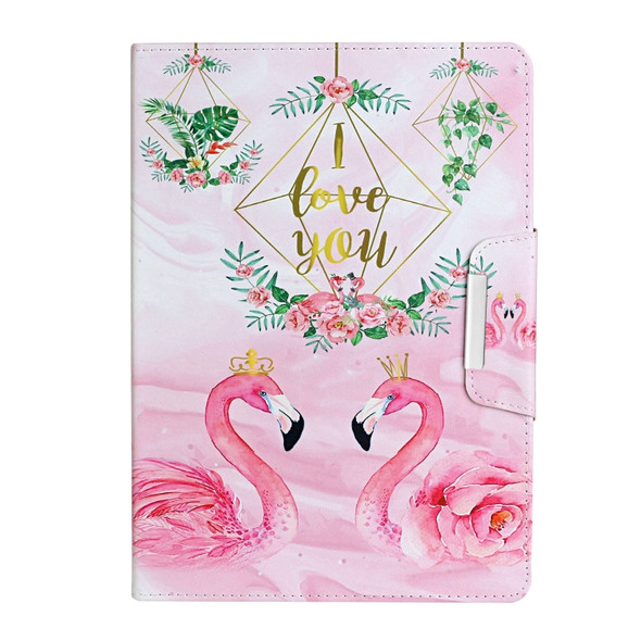 For iPad 4 / 3 / 2 Painted Pattern Horizontal Flip Leather Case with Holder(Leaves Flamingo)