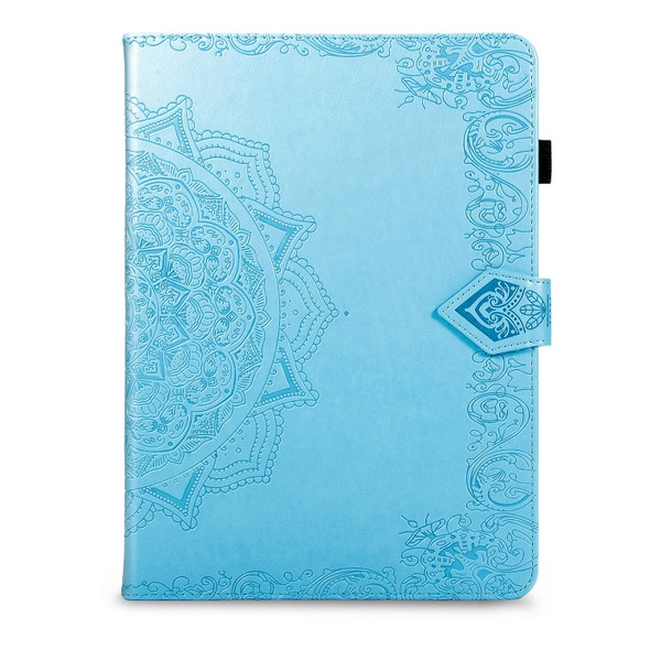 For iPad Pro 10.5 inch Halfway Mandala Embossing Pattern Horizontal Flip PU Leather Case with Card Slots & Holder(Blue)