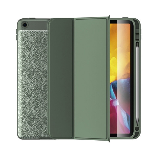 Lychee Peel Texture Horizontal Deformation Flip TPU Leather Case with Three-folding Holder & Sleep / Wake-up Function For iPad Air (2019)(Green)