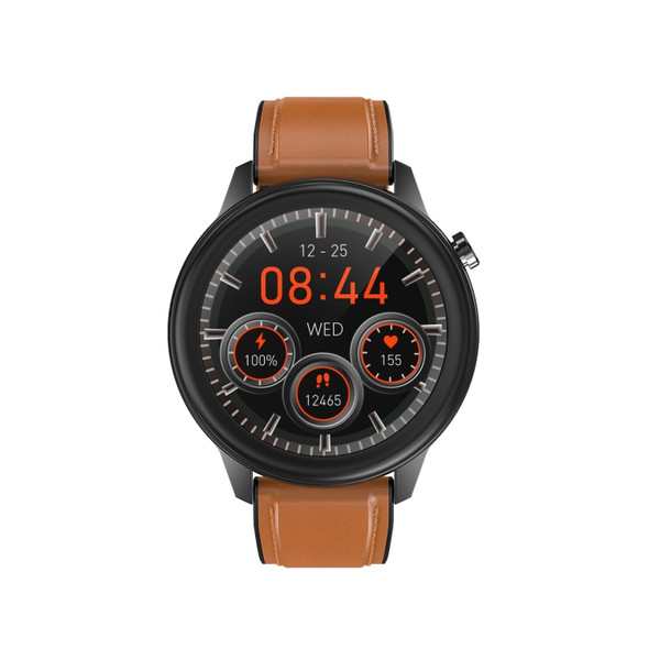 F81 1.3 inch TFT Color Screen IP68 Waterproof Smart Watch, Support Body Temperature Monitor / Blood Pressure Monitor / Blood Oxygen Monitor, Style: Leather Strap(Brown)