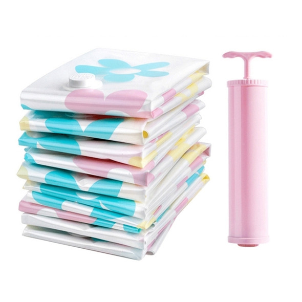 11 PCS Space Saving Sunflowers Pattern Vacuum Storage Bag, Thinken Quilts Clothing Vacuum Seal Storage Bag with a Hand Pump, Including: 3 PCS 80*100 cm，2 PCS 60*80 cm, 3 PCS 50*70 cm, 2 PCS 40*60 cm