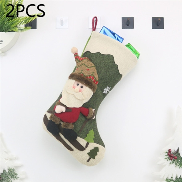 2 PCS CX20227 Santa Claus Pattern Christmas Sock Gift Bag Christmas Tree Pendant Decoration