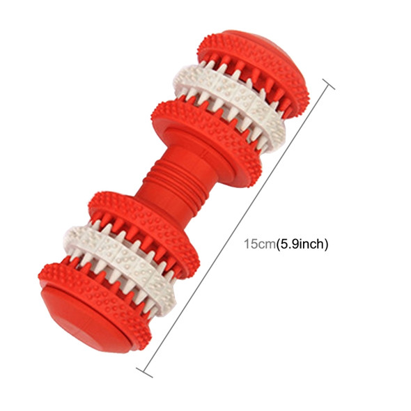 Dog Toy  for Pets Tooth Cleaning Chewing Dumbbells Shape Toys of Non-Toxic Soft Rubber , Large Size,Length:15cm (Red)