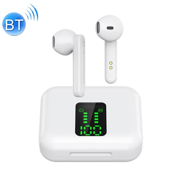 L12 Bluetooth 5.0 TWS Touch Digital Display Wireless Bluetooth Earphone with Charging Box(White)