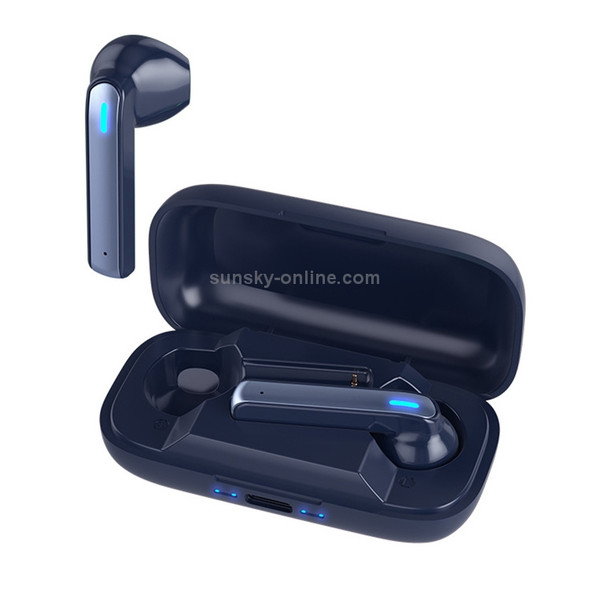 BQ02 TWS Semi-in-ear Touch Bluetooth Earphone with Charging Box & Indicator Light, Supports HD Calls & Intelligent Voice Assistant (Blue)