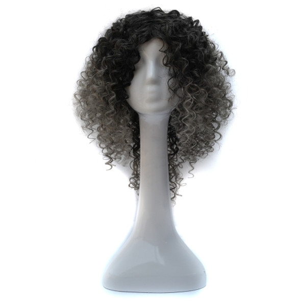 T191006 European and American Wig Headgear with Short and Small Curly Hair for Women (Dark Gray)