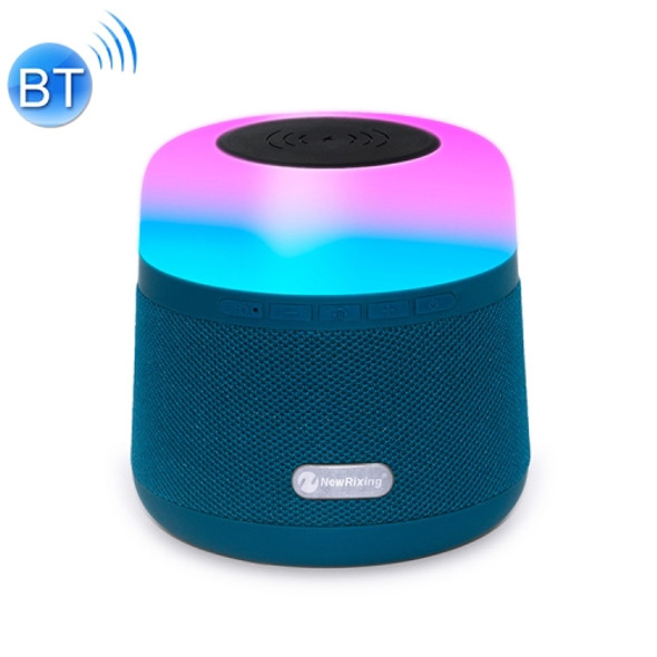 NewRixing NR-3500 Multi-function Atmosphere Light Wireless Charging Bluetooth Speaker with Hands-free Call Function, Support TF Card & USB & FM & AUX (Blue)