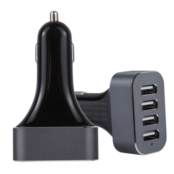 48W 9.6A 4 USB Ports Smart Car Charger, For iPhone, Galaxy, Huawei, Xiaomi, LG, HTC and Other Smart Phones, Rechargeable Devices(Black)