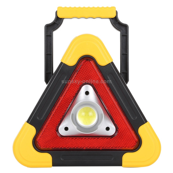 HB-6609 10W Multi-function Portable Triangle Shape Solar Powered COB LED Work Light, 500 LM Outdoor Emergency Warning Light with Holder & Solar Panel for Mountaineering, Mined Underground, Fishing, Repair(White Light)