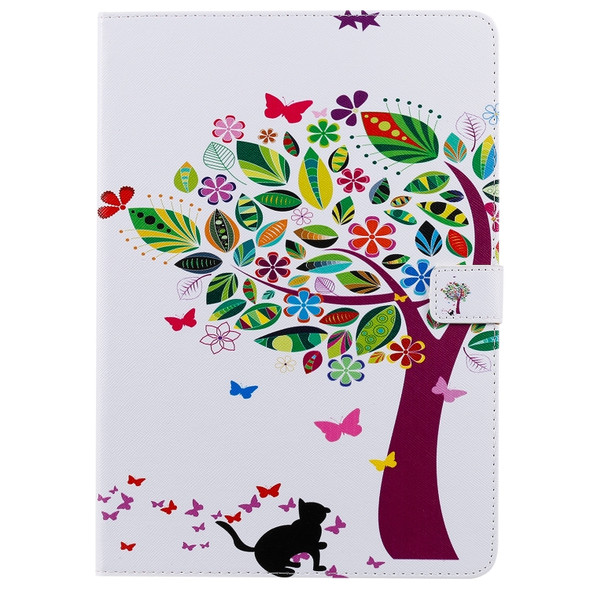 For iPad 10.2 / Pro 10.5 / Air  2019 3D Colored Drawing Horizontal Flip Leather Case with Holder & Card Slots & Wallet & Sleep / Wake-up Function(Cat and Tree)