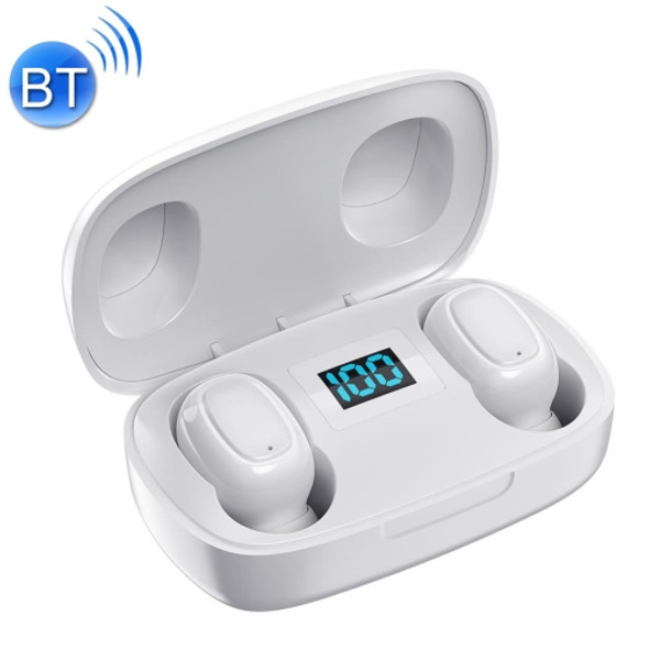 T10S TWS Bluetooth 5.0 Touch Wireless Bluetooth Earphone with Magnetic Attraction Charging Box & LED Smart Digital Display, Support Siri & HD Call(White)