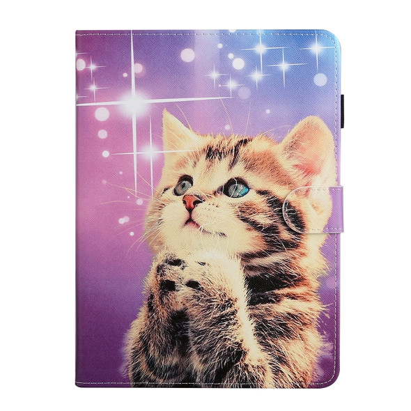 For iPad 9.7 (2017/2018) & Air 2 & Air & iPad Pro 9.7 Colored Drawing Pattern Horizontal Flip PU Leather Case with Holder & Card Slot & Sleep / Wake-up Function(Starry Cat)