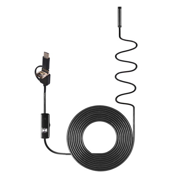 AN100 3 in 1 IP67 Waterproof USB-C / Type-C + Micro USB + USB HD Endoscope Snake Tube Inspection Camera for Parts of OTG Function Android Mobile Phone, with 6 LEDs, Lens Diameter:8mm(Length: 3.5m)