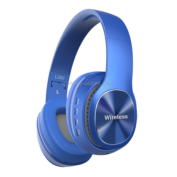 L350 Foldable Wireless Sports Stereo Bluetooth Headset, Supports IOS Power Display & HD Calling & FM & TF Card & 3.5mm AUX (Blue)