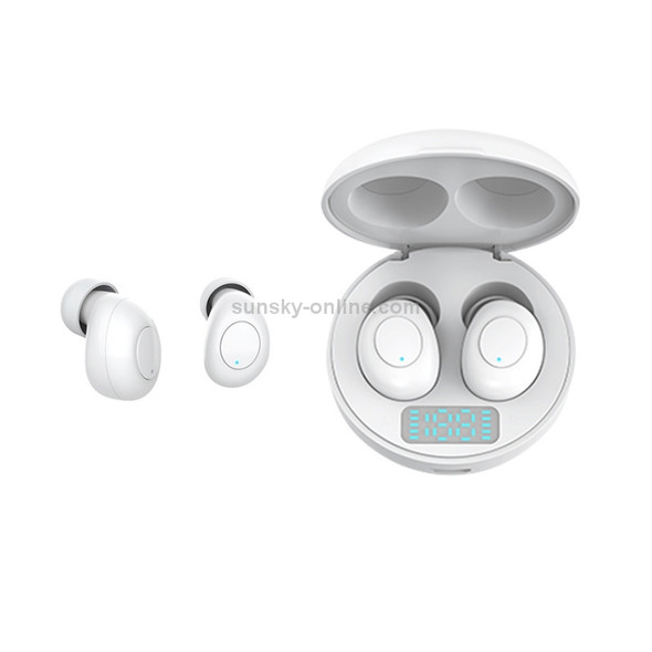 J1 TWS Digital Display Bluetooth V5.0 Wireless Earphones with LED Charging Box(White)