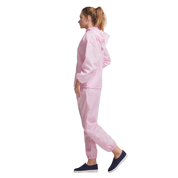 Striped Anti-static Split Hood Dust-proof Work Suit, Size:L(Pink)