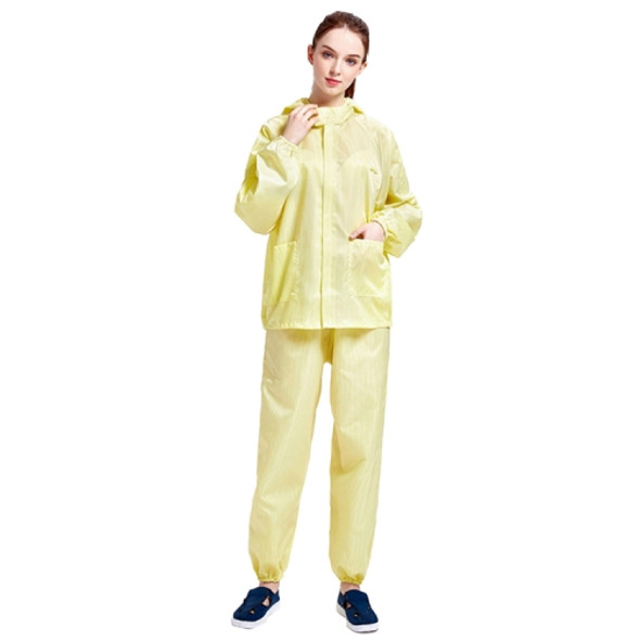 Striped Anti-static Split Hood Dust-proof Work Suit, Size:XL(Yellow)