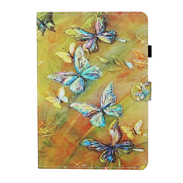 For iPad 9.7 (2018) Colored Drawing Stitching Horizontal Flip Leather Case with Holder & Card Slots & Sleep / Wake-up Function & Anti-skid strip(Butterfly)