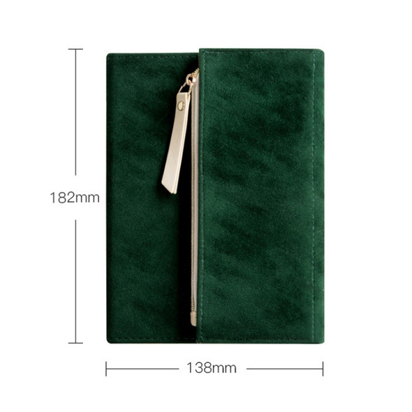 B6 Portable Suede Cover Tri-folding Notebook Diary Book with Storage Bag(Green)