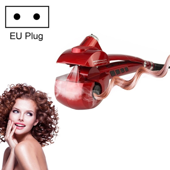 Spray Automatic Hair Curler Negative Ion Power Generation Splint, EU Plug (Red)