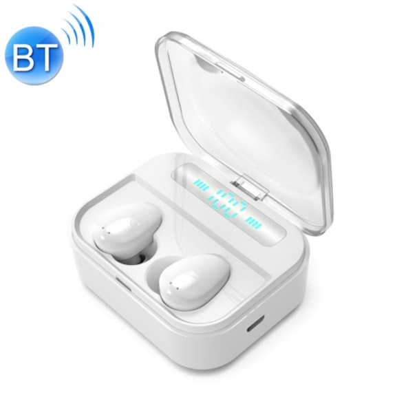 X7 TWS V5.0 Binaural Wireless Stereo Bluetooth Headset with Charging Case and Digital Display(White)