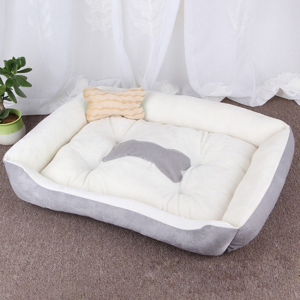 Dog Bone Pattern Big Soft Warm Kennel Pet Dog Cat Mat Blanket, Size: S, 60×45×15cm (Grey White)