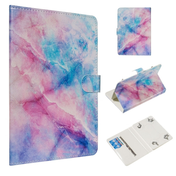 For 7 inch Universal Tablet PC Colored Drawing Pattern Horizontal Flip PU Leather Case with Holder & Card Slots(Pink Blue Marble)