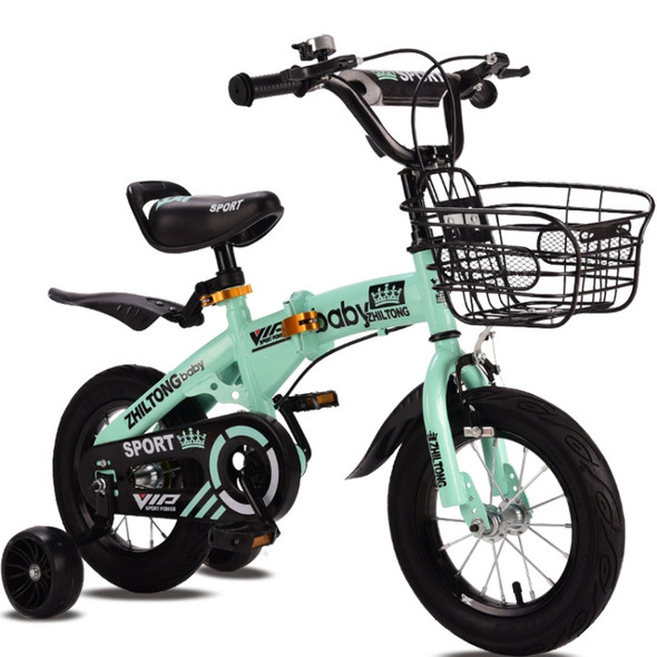 ZHILTONG 5166 18 inch Foldable Portable Children Pedal Mountain Bike with Front Basket & Bell, Recommended Height: 120-135cm(Green)