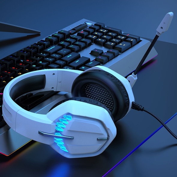 F9 3.5mm Plug Head-mounted Gaming Wired Noise Reduction Headset, Cable Length: about 2.2m (White)