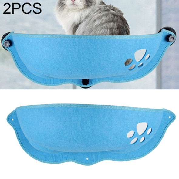 2 PCS Cat Window Swing Sucker Cat Hammock Window Sill Glass Pet Supplies (Blue)