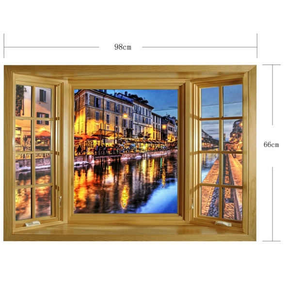 3D Fashion City Window View Removable Wall Art Sticker, Size: 66 x 98 x 0.3 cm