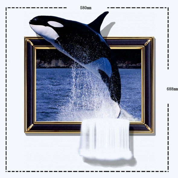 3D Whale Removable Wall Art Stickers, Size: 68.8 x 58 x 0.3 cm