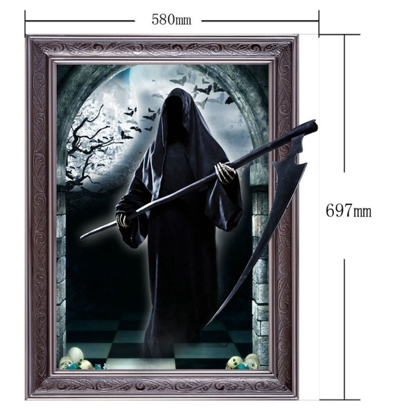 3D Grim Reaper Bathroom Art Stickers, Size: 69.7 x 58 x 0.3 cm