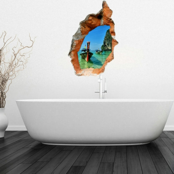 3D Seaside Removable Bathroom Art Stickers, Size: 84.9 x 58 x 0.3 cm