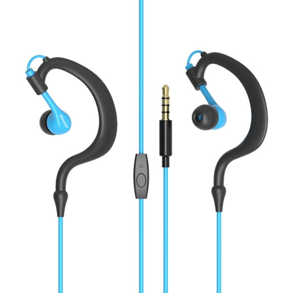 Kimmar R02 Fashionable Waterproof IPX5 10mm Speaker Ergonomic Wired Earhook Earphone(Blue)