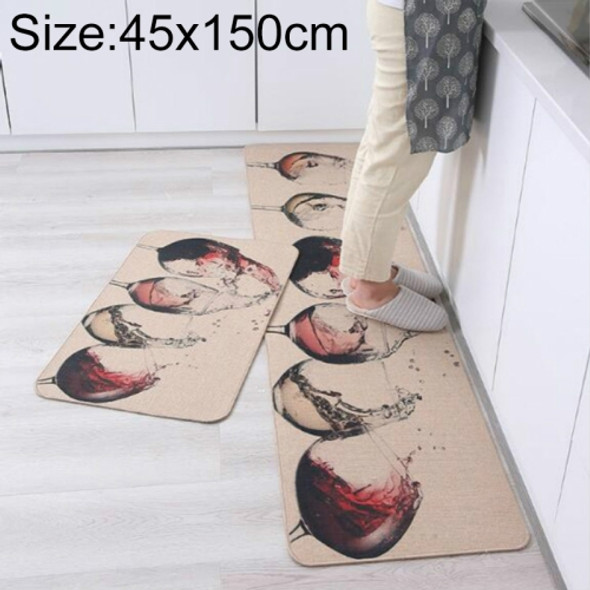 Home Kitchen Absorbent Non-slip Strip Washable Rubber Bottom Mat, Size:45×150cm(Red Wine)