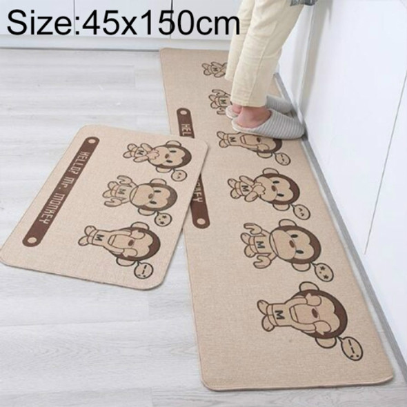 Home Kitchen Absorbent Non-slip Strip Washable Rubber Bottom Mat, Size:45×150cm(Funny Monkey)